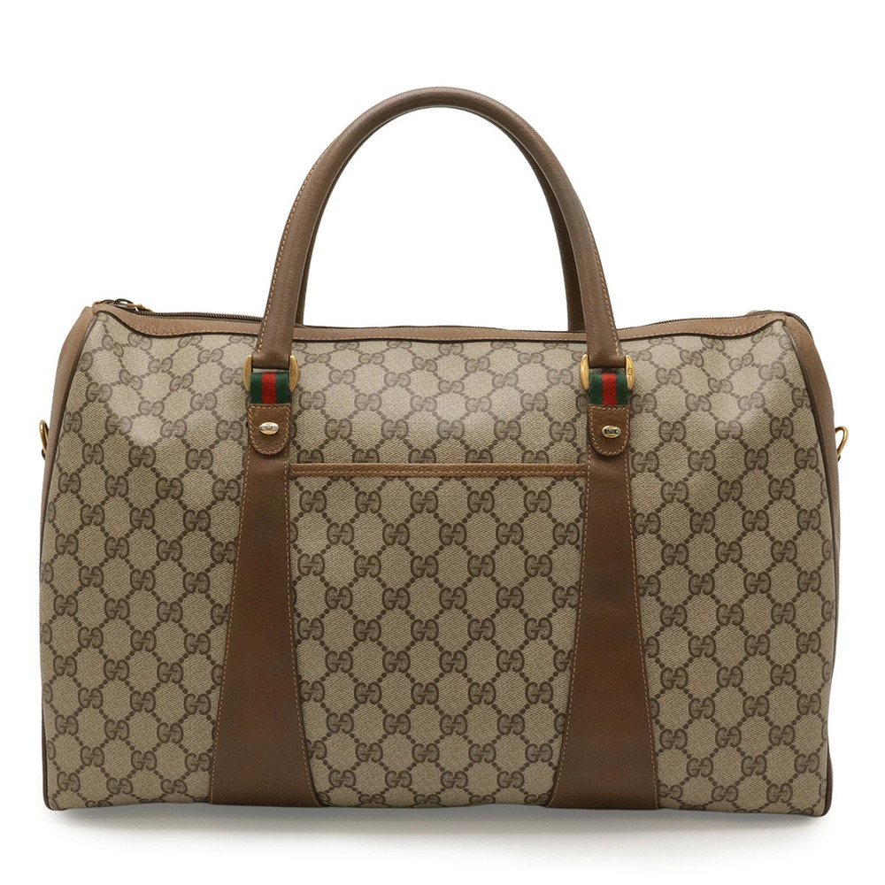 Gucci GG Plus Sherry Duffle Bag Boston Travel Beige Cream Brown